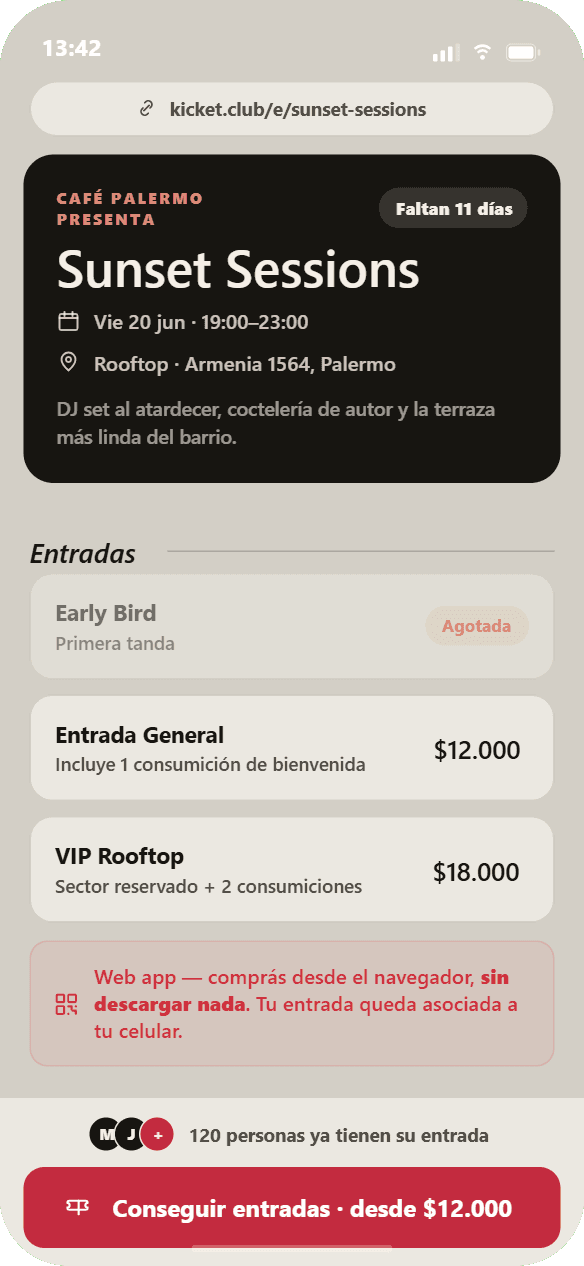 Evento en Kicket